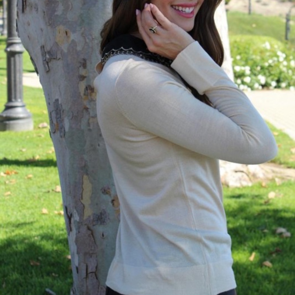 Last 1! NWT Jeweled Collar Sweater - Picture 4 of 5
